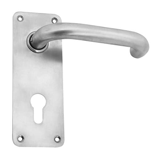 Image of Duro Lever on Backplate Euro Profile 72mm Centre 160x60mm Satin Stainless Steel from EUROART
