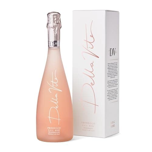 Image of Della Vite Prosecco D.O.C Rosé Millesimato Premium Italian Sparkling Wine Gifts for Women, Pink Prosecco Gift Set (Single Bottle, 11.5% 750ml) - Includes Gift Box