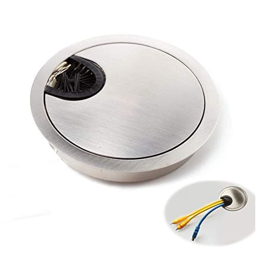 Image of MXD 60mm Desk Table Grommet Cable Tidies Desk Caps Surface Port Hole Covers (Brushed Chrome)