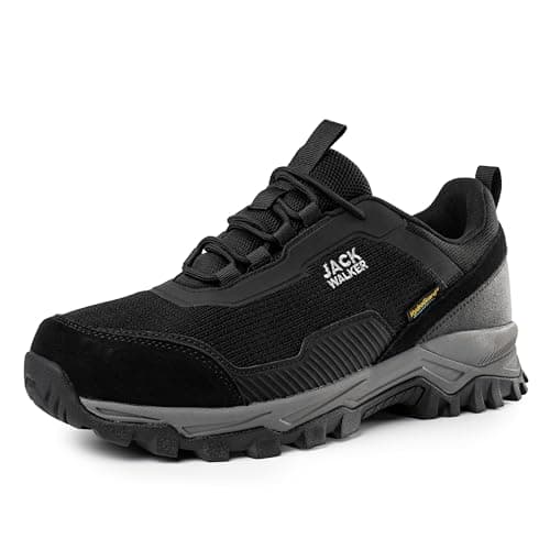 Image of Jack Walker Men's Walking Trainers - Genuine Suede Leather with Memory Foam Insoles Hydroguard Waterproof - Lightweight Hiking and Trekking Shoes Ideal Footwear for Outdoor Enthusiasts JW2007 (10 UK)
