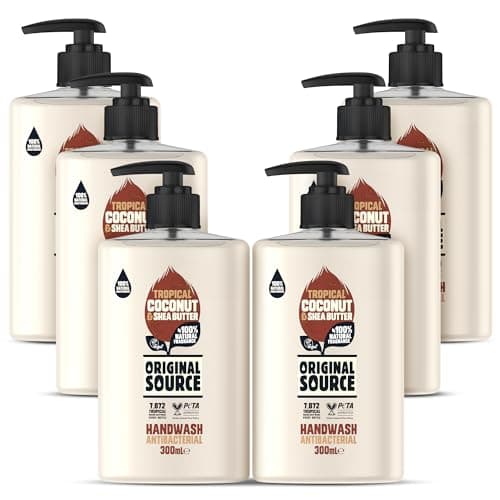 Image of Original Source Coconut and Shea Butter Handwash with 100% Natural Fragrance, Vegan Handwash, Antibacterial, Natural Moisturisers, Multipack of 6 x 300 ml