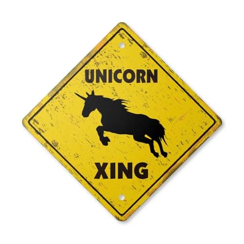 Image of Unicorn Vintage Crossing Sign Xing Plastic Rustic fantasy collector collectible