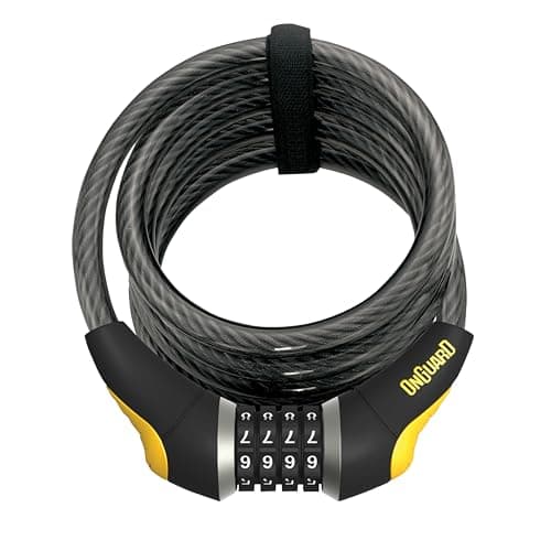 Image of ONGUARD Doberman Resettable Combo Coil Cable Lock (Black, 185 cm x 12 mm)