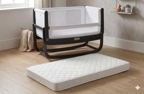 Image of Restorology - Baby Crib Mattress – Extra Thick & Soft Foam Mattress With Antibacterial Removable Cover, Replacment mattress for Snuzpod 4; Colour White | Size : 40cm x 75.5cm