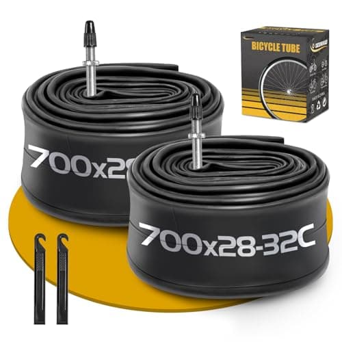 Image of 2 Pack 700 x 28-32C Road Bike Tubes FV48mm Presta Valve, Bicycle Tube Compatible with 700 x 28C/29C/30C/31C/32C Bike Tire, Butyl Rubber Inner Tube with 2 Tire Levers for Road Bike