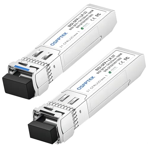 Image of QSFPTEK 10G SFP+ Bidi Transceivers LC Single-Mode Module for Cisco SFP-10G-BXD-I (1330nm-TX/1270nm-RX) / SFP-10G-BXU-I (1270nm-TX/1330nm-RX),10KM, with DDM - 1 Pair