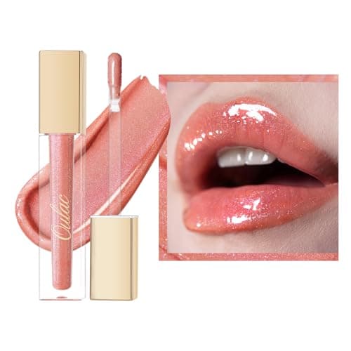 Image of Oulac Peach Lip Gloss High-shine Moisturizing Lip Gloss Oil Colorful Shade Liquid Lipstick Non-stick Cup Glitter lipstick Lip Tint Reduce Fine Lines Lip Glaze For Dry Lip C18