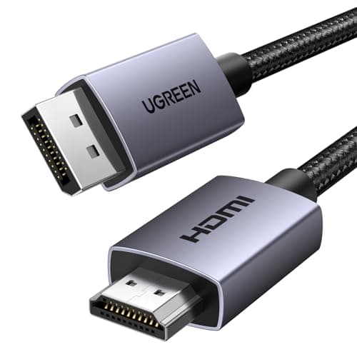 Image of UGREEN 4K Displayport to HDMI Cable 3.3FT Uni-Directional Braided DP to HDMI Lead Aluminium Male to Male Multi-Screen Gaming Compatible with Monitor, Projector, HDTV, Dell Laptop, HP, AMD, NVIDIA (1M)