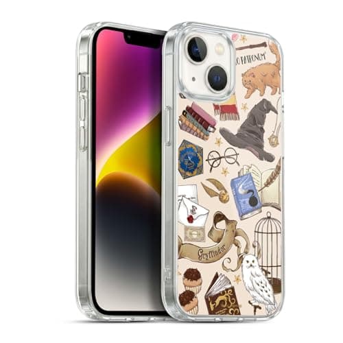 Image of Head Case Designs Officially Licensed Harry Potter Hogwarts Pattern Deathly Hallows XXXVII Soft Gel Case Compatible With Apple iPhone 14