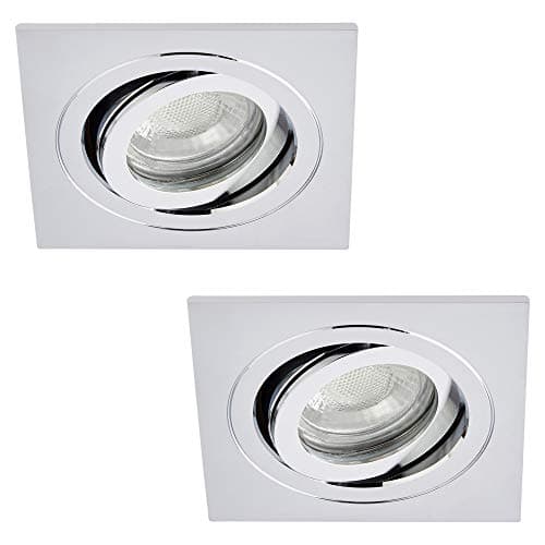 Image of LITECRAFT Recessed Downlight Tiltable Square IP65 Rated Spotlight - (Polished Chrome, Pack of 2)
