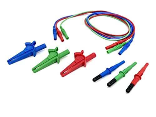 Image of UNFUSED GS38 3 WIRE TEST LEADS - SUITABLE FOR MEGGER MFT1710, MFT1711, MFT1720, MFT1721, MFT1730, MFT1731, MFT1735 MFT1741 MFT1741+ MULTIFUNCTION TESTER - RED, BLUE & GREEN