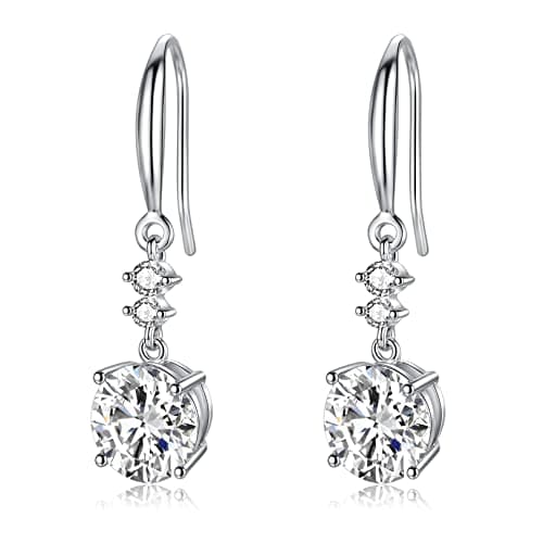 Image of LYTOPTOP Silver Dangle Drop Earrings for Women, 925 Sterling Silver Cubic Zirconia Drop Earrings, Hypoallergenic Earrings Jewellery Gifts for Girls