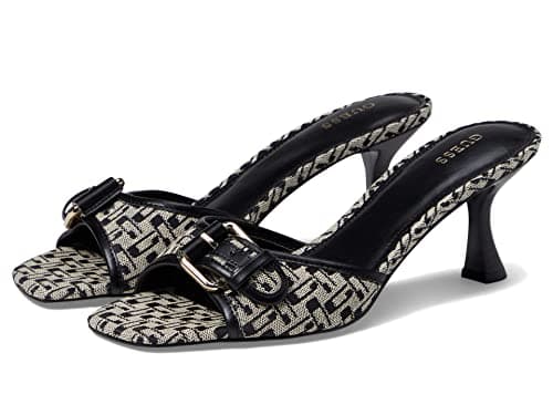 Image of GUESS Women's Dista Heeled Sandal, Black Logo, 6.5 UK