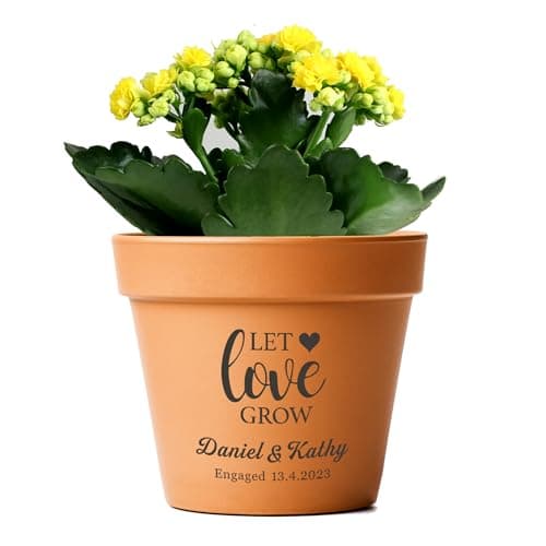 Image of Personalised Planter Plant Pot Large Terracotta Pots Flower Pot with Drainage Hole Anniversary Wedding Garden Gifts for Christmas Mum Women Succulent Cactus Planter Outdoor Garden Decor(Design 1)