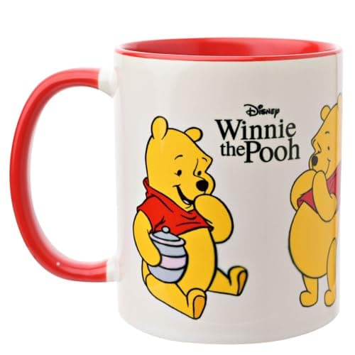 Image of Widdop and Co. - Disney Winnie The Pooh Mug - Red/White Tea & Coffee Glazed Stoneware Icons & Villains Drinking Cup - Officially Licensed Disney Merchendise (325ml / 11.4oz).
