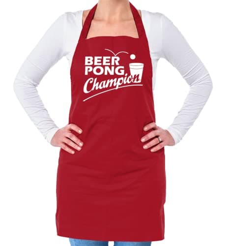 Image of Dressdown Beer Pong Champion - Unisex Adult Kitchen/BBQ Apron - Red - One Size