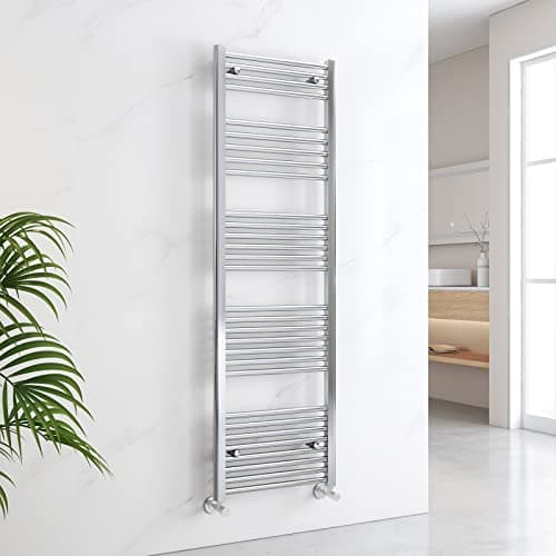 Image of EMKE Towel Rail Radiator Chrome, Heated Towel Rail for Bathrooms 1600 x 500mm, Modern Straight Radiator Versatile Wall/Floor Mounted Bathroom Radiators