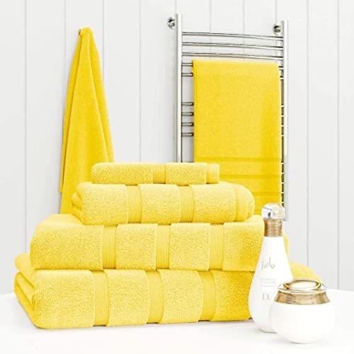 Image of Z Fashion Luxury Towel Set 100% Cotton 2 Piece Towel Set Hand Towel Bath Towel Bale 500 GSM Bathroom towels 2 Piece Sets. (Yellow)