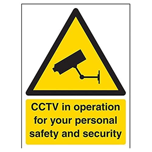 Image of V Safety Security Notice, CCTV In Operation For Your Own Personal Safety And Security Sign - 150mm x 200mm - 1mm Rigid Plastic