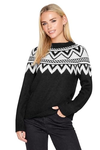 Image of PixieGirl Petite Black Fairisle Roll Neck Jumper Petite