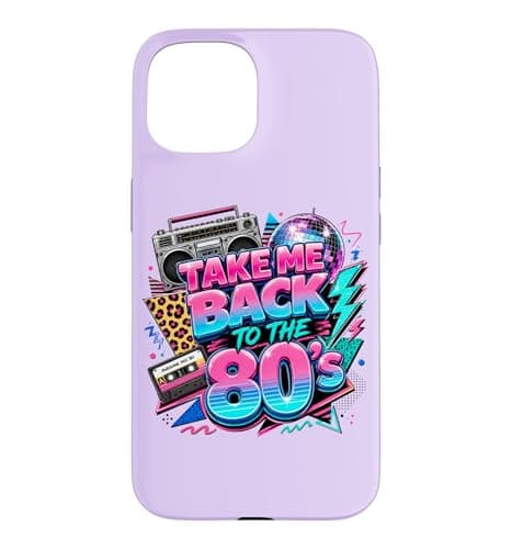 Image of Funny Aesthetic Retro Boombox Take Me Back to the 80's Case for iPhone 15
