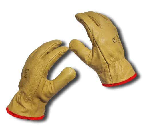 Image of LLB Premium Fleece Lined Yellow Leather Winter Thermal Cold Work Gloves PPE HGV Lorry, Garden, Grip Builders One Pair X-Large XL 10