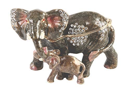 Image of Treasured Trinkets - Mother & Baby Elephant Metal Die Cast Trinket Box