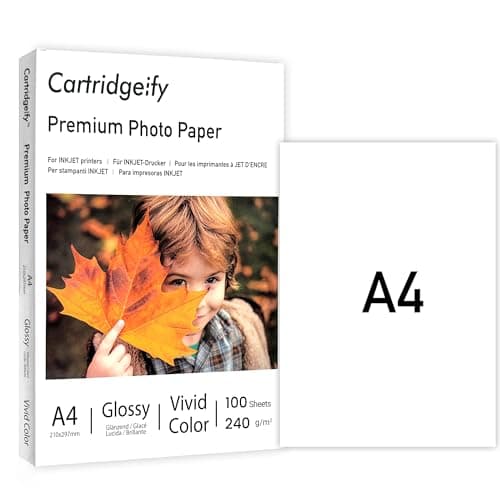 Image of Cartridgeify Inkjet Photo Paper Glossy, A4 210 x 297 mm, 240 GSM, 100 Sheets, Premium Photographic Paper, Universally Compatible with Epson Canon Brother HP Inkjet Printers & Many More
