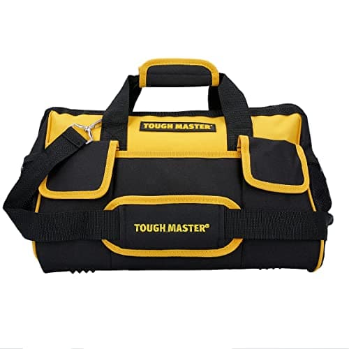 Image of Tool Bag 16" Inch Heavy Duty Large Nylon Smart Tool Storage Bag Organiser 8 Outer & 19 Inner Side Pockets with Removeable/Adjustable Shoulder Strap TOUGH MASTER (16 Inch Tool Bag)