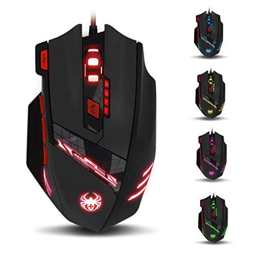 Image of zelotes T90 Gaming Mouse 9200 DPI, 8 Programmable Buttons Multi-Modes LED lights USB Gaming Mice, Weight Tuning for Laptop, Desktop, PC, Macbook - Black