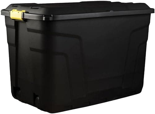 Image of Bowers Bargains Storage Box, 110L Capacity, Heavy Duty Case with Lid and Wheels, Made in the UK