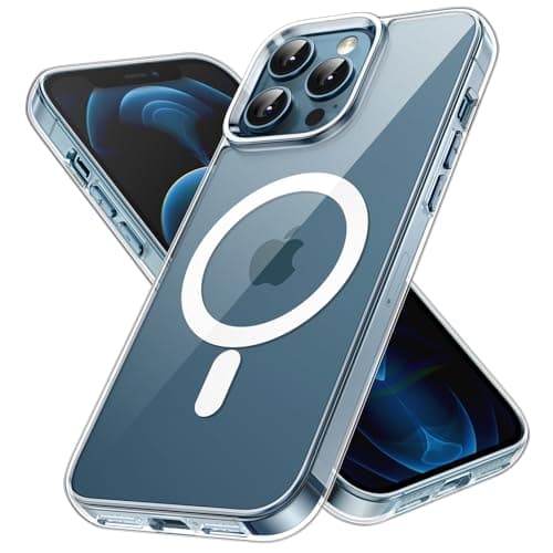 Image of JETech Magnetic Case for iPhone 12 Pro Max 6.7-Inch Compatible with MagSafe Wireless Charging, Shockproof Phone Bumper Cover, Anti-Scratch Clear Back (Clear)