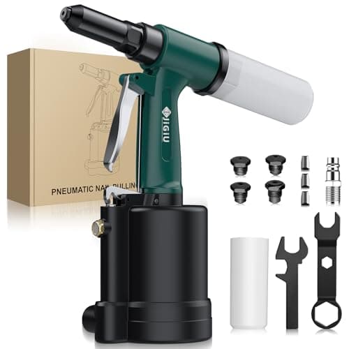 Image of JiGiU Pneumatic Air Riveter 1408KGF Pulling Pneumatic Rivet Gun Heavy-Duty Air Pop Riveter 2.4mm, 3.2mm, 4.0mm and 4.8mm Capacity for Automotive, Construction, Manufacturing Industries