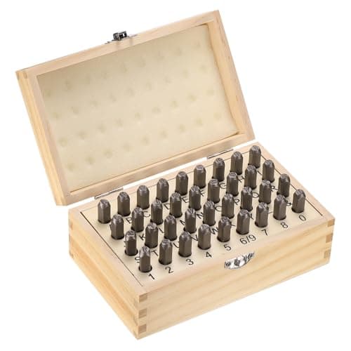 Image of sourcing map 36pcs Metal Stamping Kit 3/16" (5mm) Steel Uppercase Letter and Number Punch Set (A-Z / 0-8 / "&" Symbol) Sandblasting Punch Press Tool for Imprinting Metal Plastic Wood Leather
