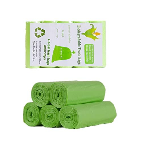 Image of RTBQJ-AT 100% Biodegradable Bin Liners, 20L 100 Bags Biodegradable Food Waste Bags, Super Sturdy Bin Bags