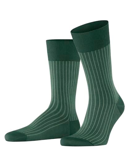 Image of FALKE Men's Oxford Stripe M So Cotton Patterned 1 Pair Socks, Green Hunter 7441, 8.5-9.5