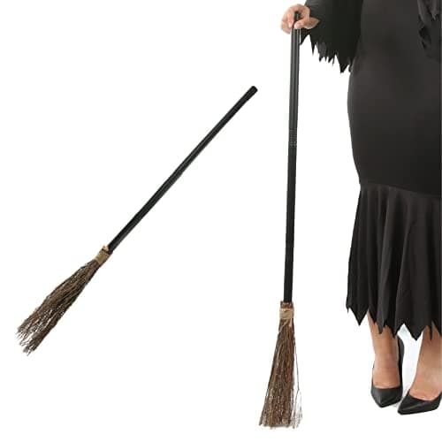 Image of Witch Halloween Broomstick - 3-Piece Screwable Witch's Broomstick - Halloween Fancy Dress Costume Accessory - Pack Of 1