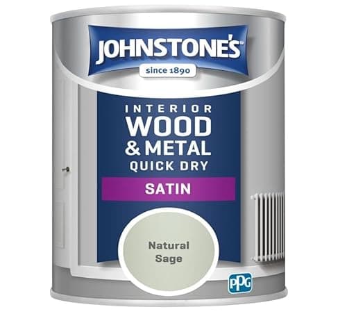 Image of Johnstone’s - Quick Dry & Nondrip Satin Paint for Wood & Metal - Natural Sage | Interior & Exterior | Self-Undercoating, Low Odour, Water-Based, Dry in 1-2 Hours | 12m2 Coverage per Litre | 750ml