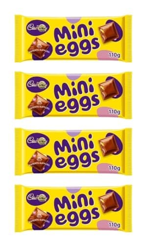 Image of 4 x Cad Mini Eggs Chocolate Bar 110g Milk Chocolate Bar With Micro Mini Eggs Inclusions Suitable For Vegetarians Perfect for Sharing and Gifting For Easter