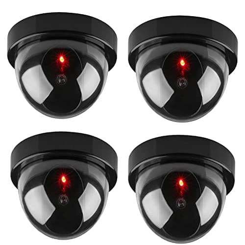 Image of BW Dome Dummy Fake Security CCTV Camera Simulation Monitor with LED Blinking Light, Outdoor Indoor Use for Homes & Business, 4 Pack (black)