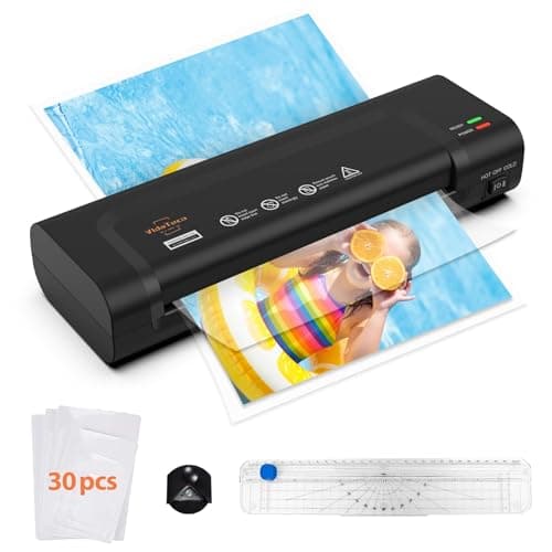 Image of Laminator, Portable A4 Thermal Laminating Machine with Hot and Cold Settings, Quick Warm-up and No Bubbles with 30 Laminator Pouches, 1 Corner Rounder,1 Paper Cutter, for School/ Home/ Offices