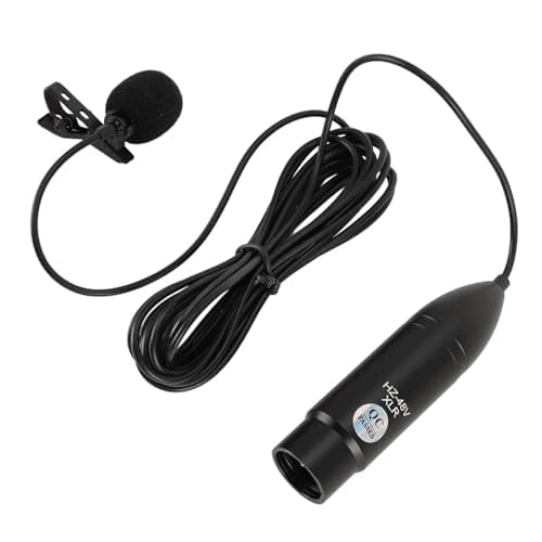 Image of Lavalier Microphone, Phantoms Powered, Noise Reduction, Omni Directional, XLR Lapel Mic for Recording Interview, Cardioid, 48V Phantoms Power Supply