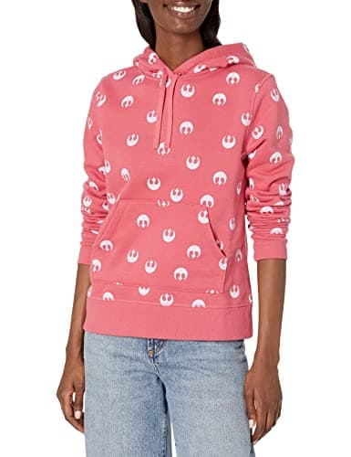 Image of Amazon Essentials Disney | Marvel | Star Wars | Princess Women's Fleece Sweater Hoodie Sweatshirts (Available in Plus Size), Pink Star Wars Rebel, XXL