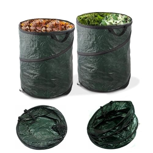 Image of ADEPTNA Large 120L Heavy Duty Strong Pop Up Garden Waste Refuse Rubbish Bag with Handles - Reusable Garden Waste Sack (Pack of 2)