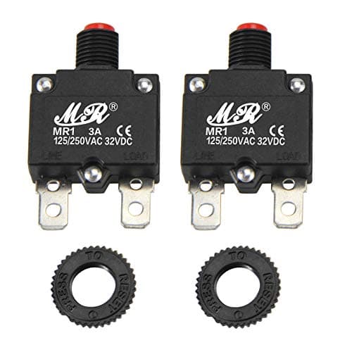 Image of RKURCK 3 Amps Thermal Circuit Breakers 125/250V AC 32V DC Push Button Manual Reset Overload Protector Switch 3A 2 Pcs