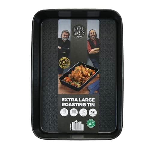 Image of Hairy Bikers Bakeware, Extra Large Roasting Tin, Non-Stick Coating, PFOA Free, Oven Safe, Dishwasher Safe, Freezer Safe, Black