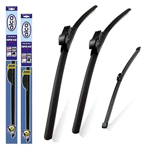 Image of Fits Range Rover Evoque 2019-2025 Alca Germany Super Flat Windscreen Wiper Blades Front Rear Replacement Set 26"21"ST10"W