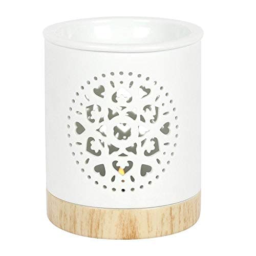 Image of Dashing White Ceramic Manadala Cut Out Oil Burner - 11.5cm x 10.5cm (1 Pc.) - Majestic Design, Premium Material - Ideal for Home & Office Decor