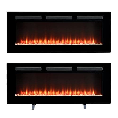 Image of Dimplex Sierra Optiflame Media Wall Fireplace, 48"/ 121.9cm, Wall Mounted, Recess Fit, Free Standing Electric Fire, 7 Colour Themes, Choice of Fuel Beds, Cool Touch Glass, 1.6kW Electric Heater
