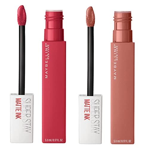 Image of Maybelline New York SuperStay Matte Ink Lip Tint Color 65 Seductress + SuperStay Matte Ink Lip Tint Color 80 Ruler - 2 Lipsticks with Tip Applicator